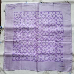 Coach 21" Square Monogram Signature Violet Purple Silk Scarf